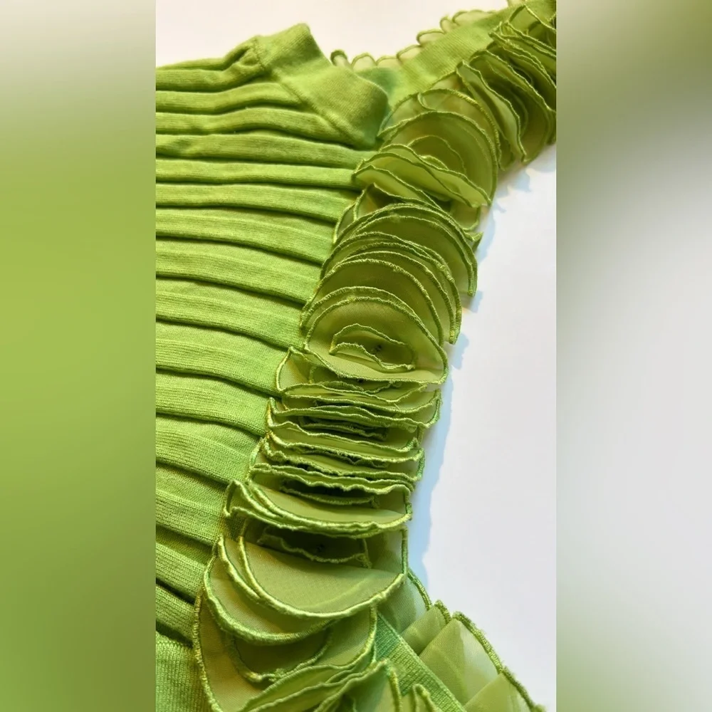 Y2K Belldini Green Bead-Detail Neckline Top Size XL